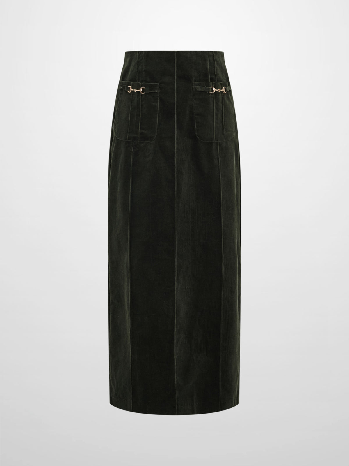 Chain Detail Corduroy Skirt - Emerald Green