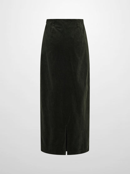 Chain Detail Corduroy Skirt - Emerald Green