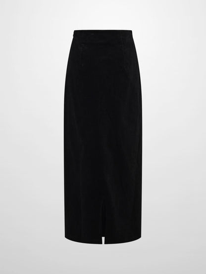 Chain Detail Corduroy Skirt - Black