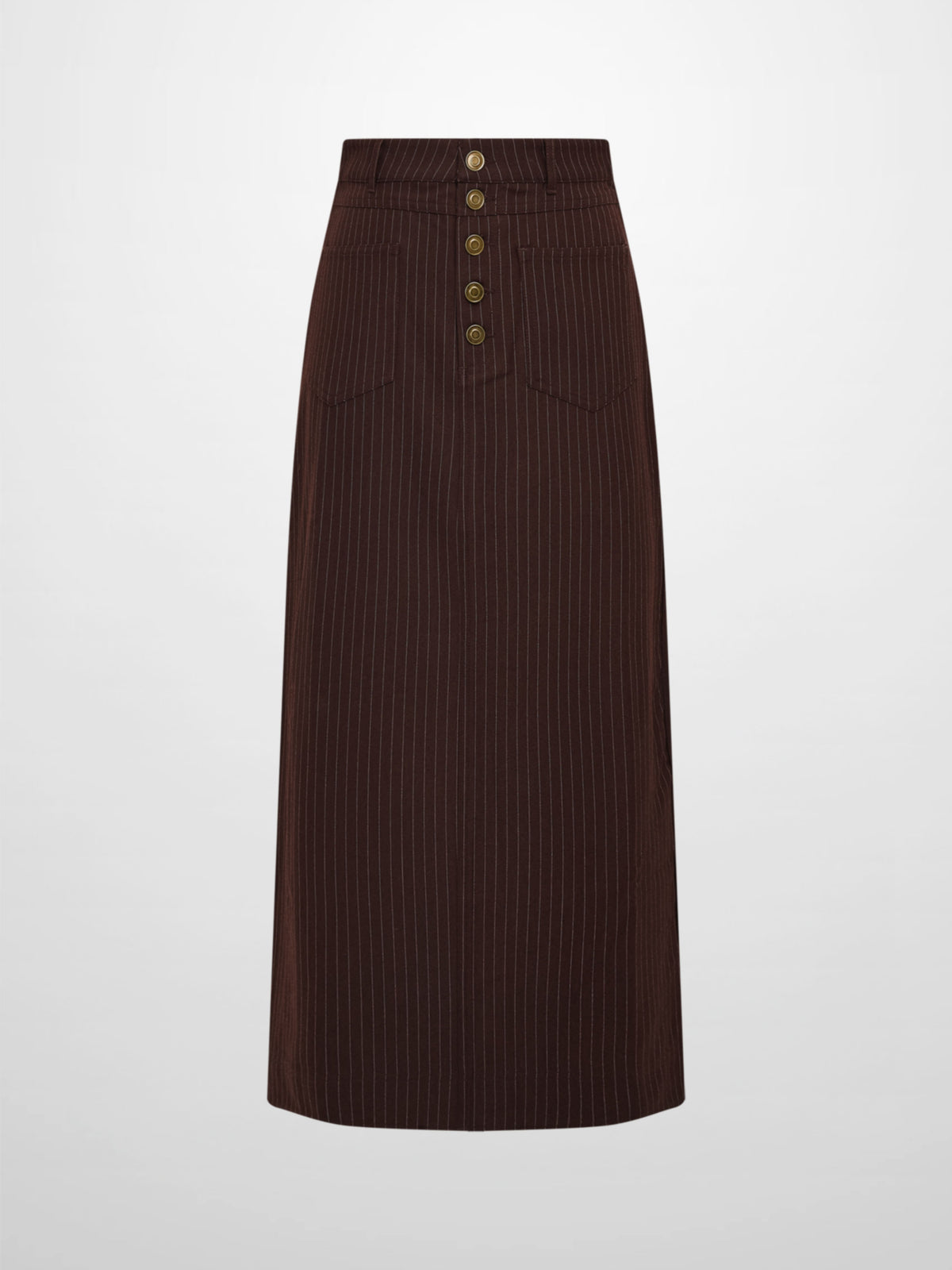 Front Pocket Button Skirt - Dark Brown