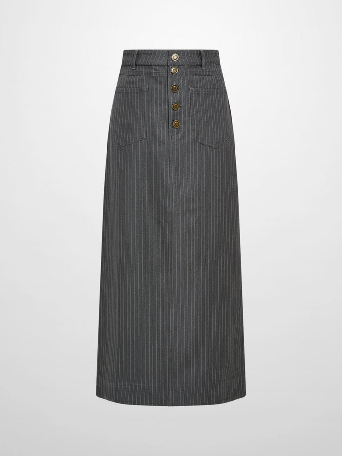 Front Pocket Button Skirt - Dark Grey