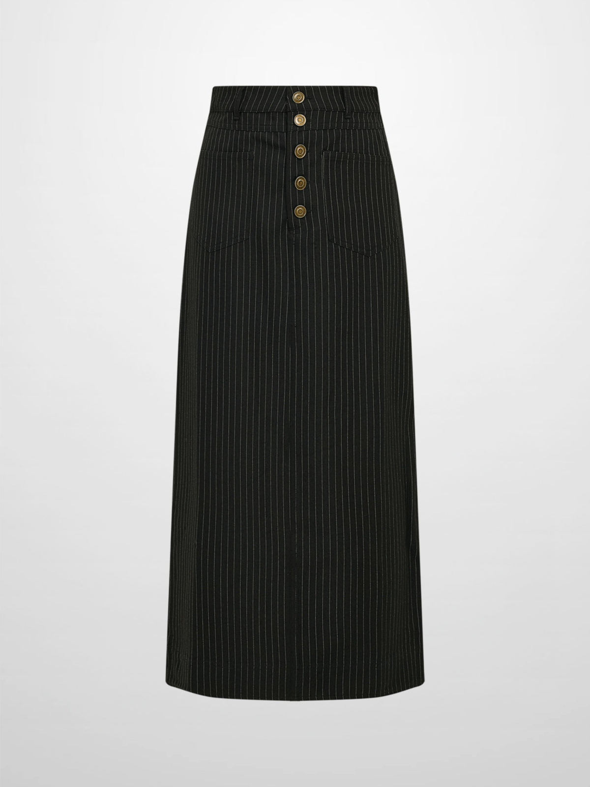 Front Pocket Button Skirt - Black