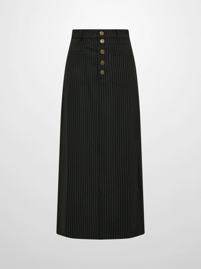 Front Pocket Button Skirt - Black