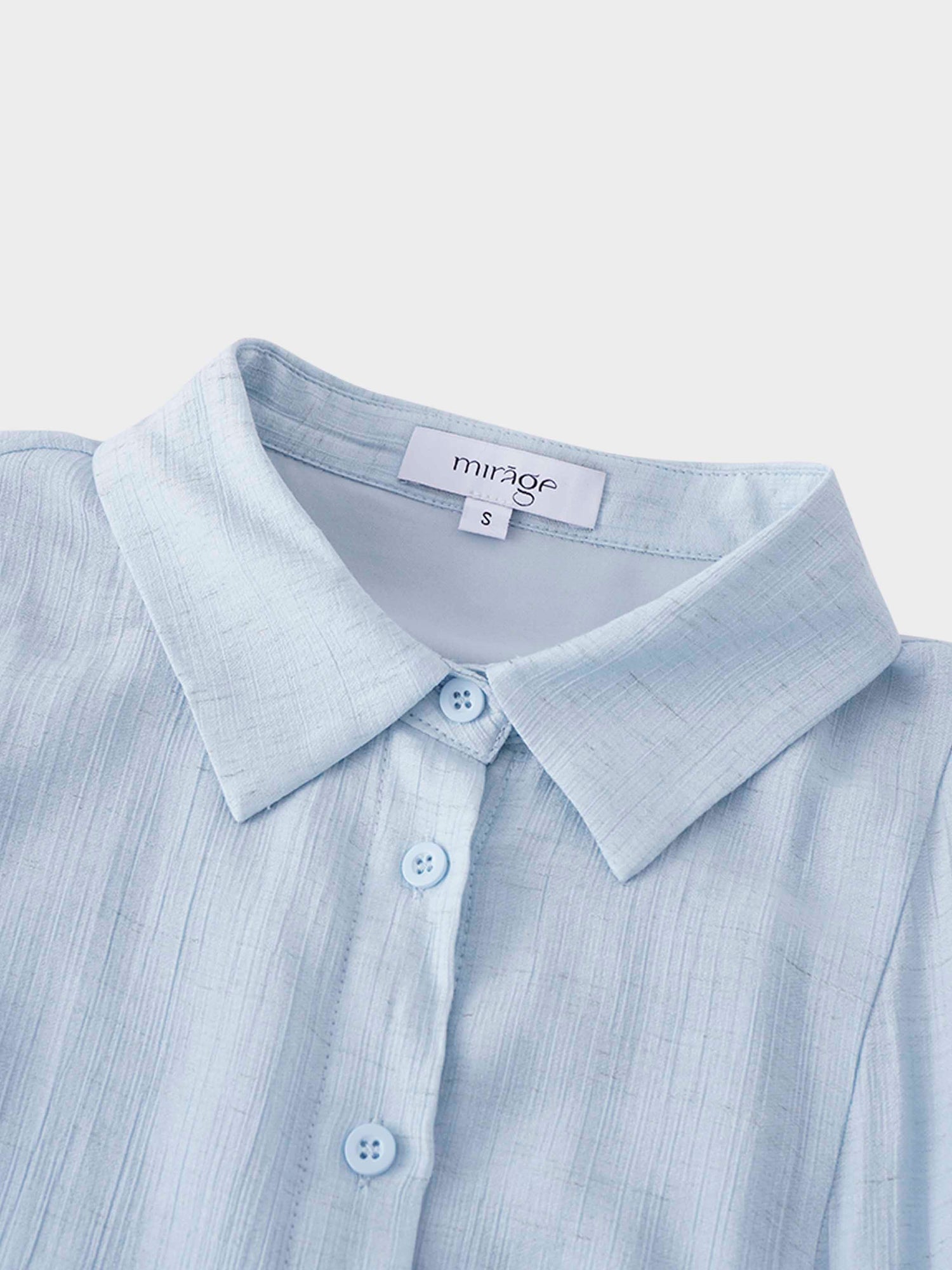 Collared A-Line Shirtdress-Soft Pleat Light Blue