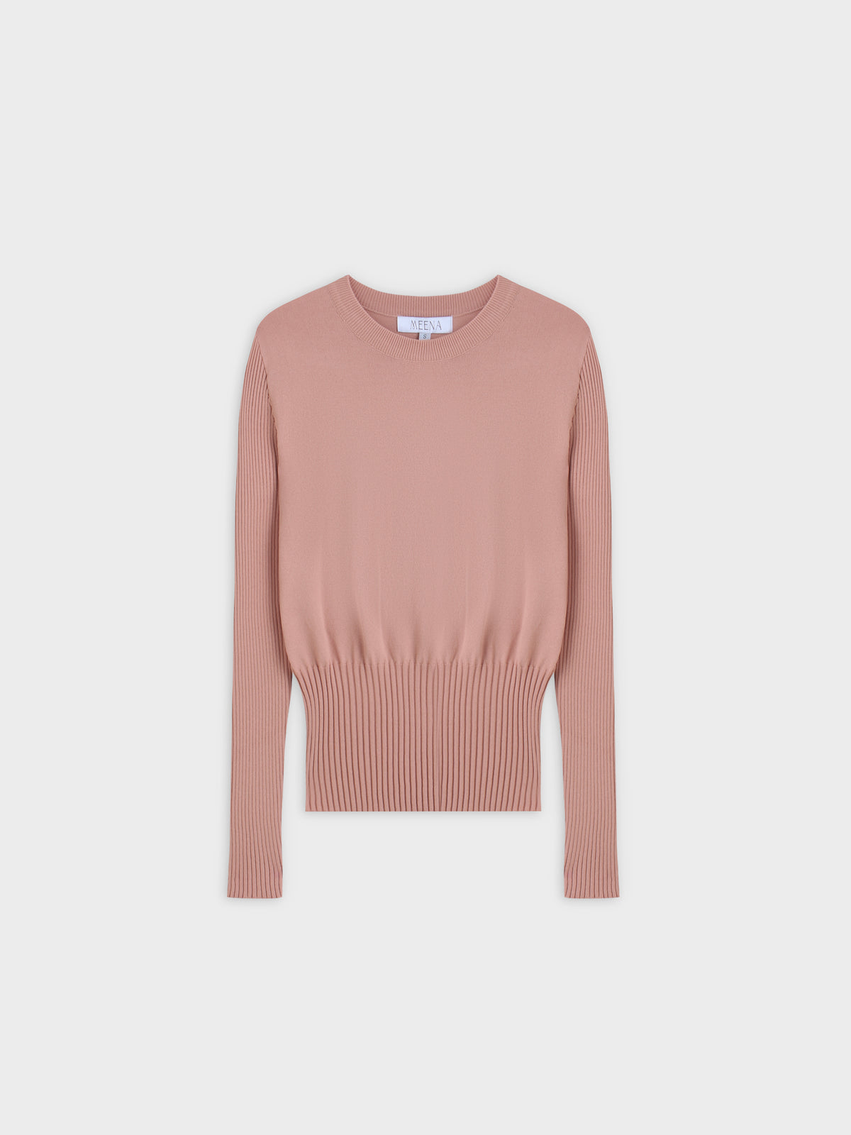 RIBBED WAISTED SWEATER-PEACH