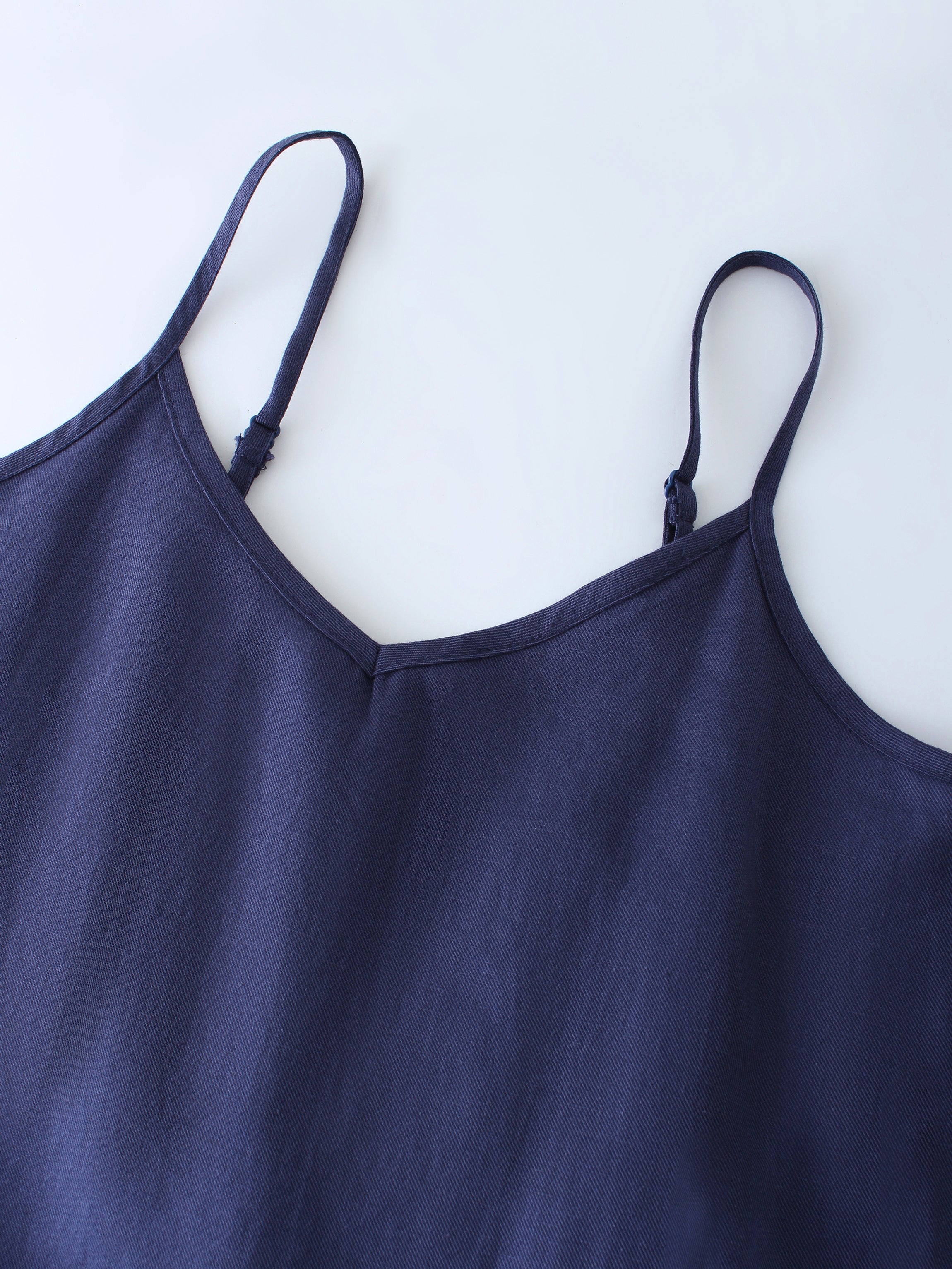 Linen Slip Dress-Navy