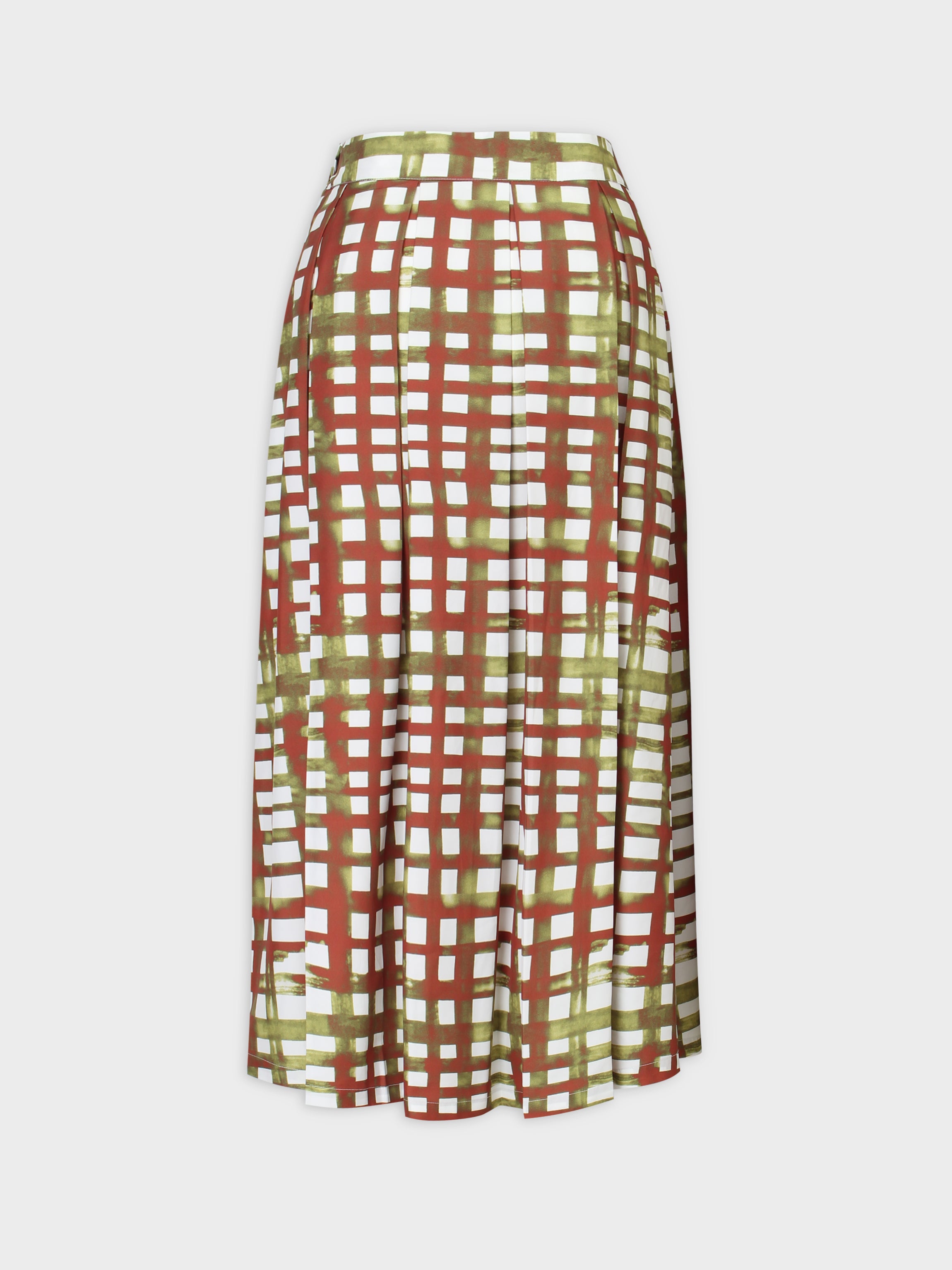 Box Pleat Skirt-Ombre Plaid