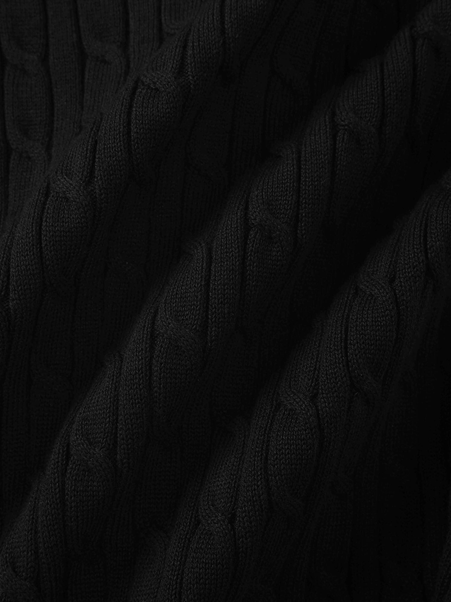 Zip Up Cable Hoodie-Black