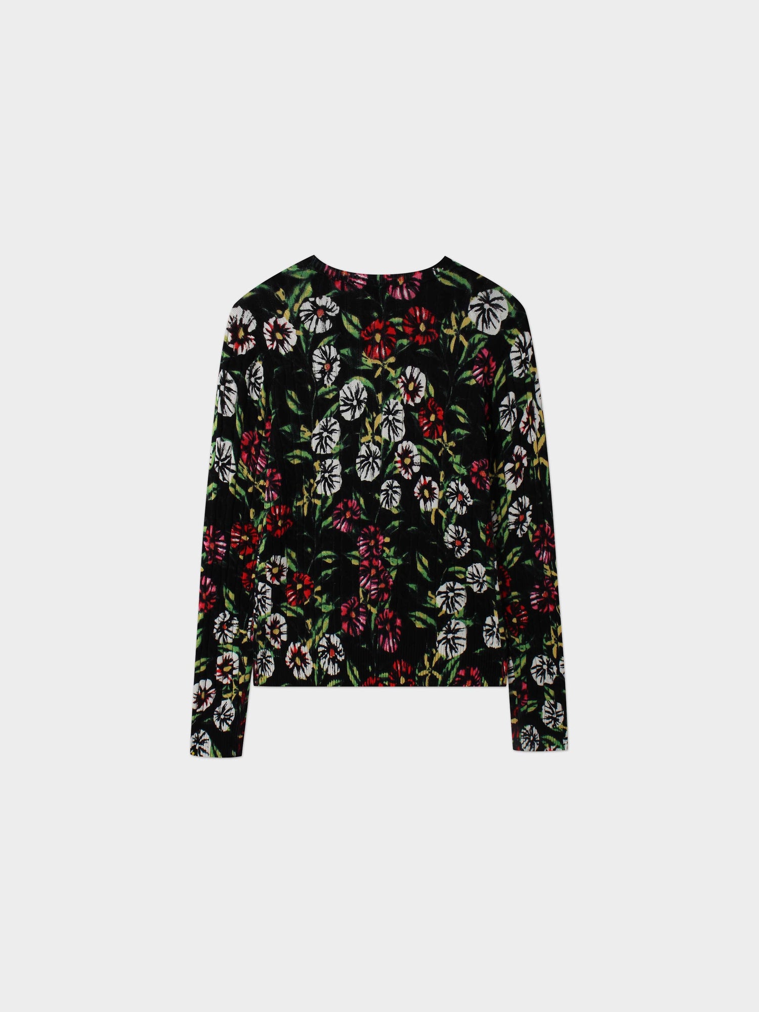 Printed Cable Knit Sweater-Tea Time Floral