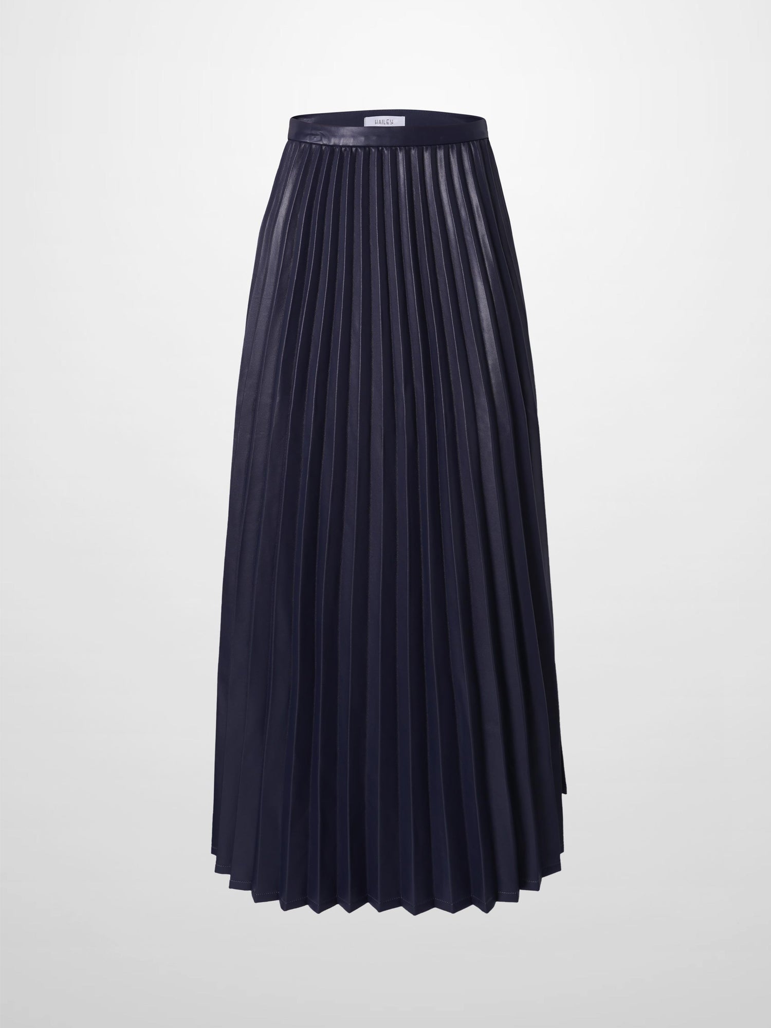 Accordion Pleated Faux Leather Skirt-Navy