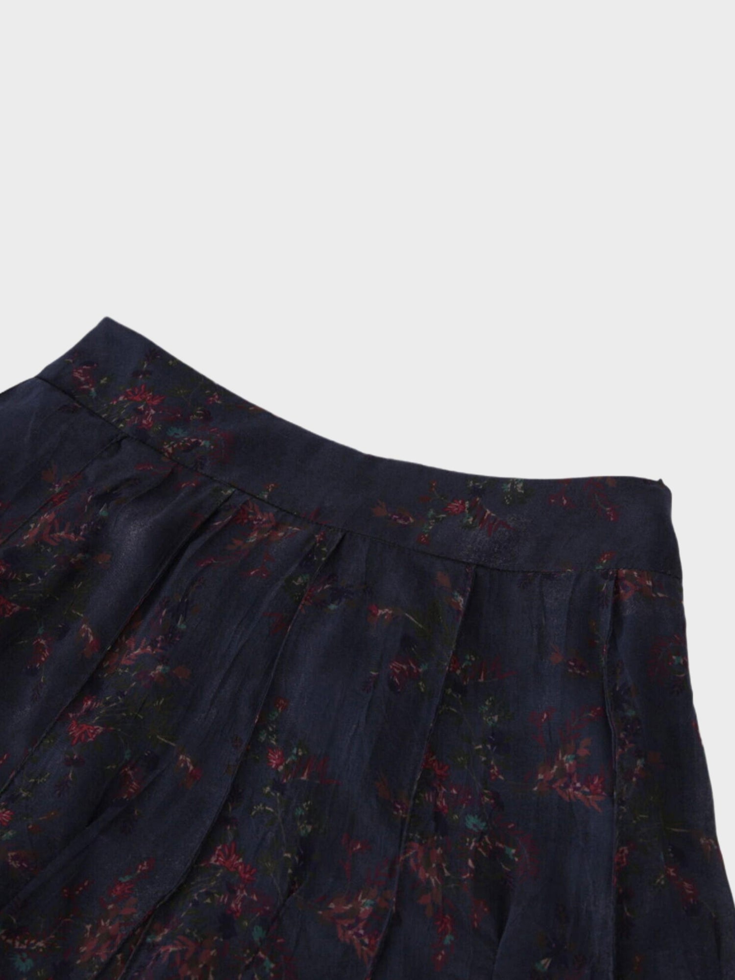 Seamed Pleated Skirt-Brushed Floral