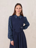 Peter Pan Collar Blouse-Blue Floral