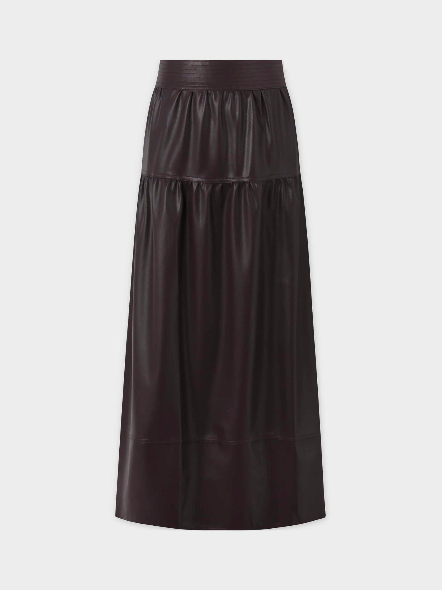 Drop Waist Leather Skirt-Plum