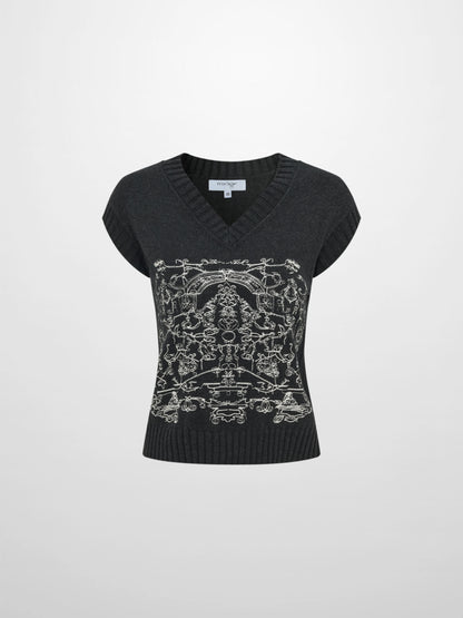 Embroiderered Vest - Grey