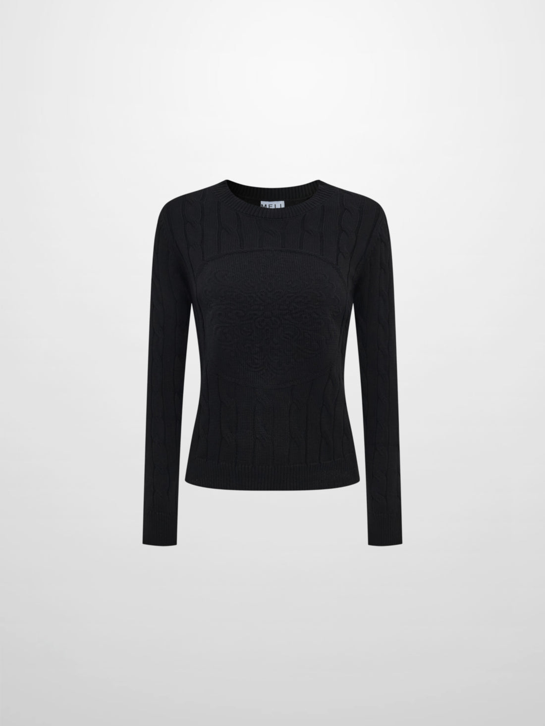 Embossed Cable Sweater - Black