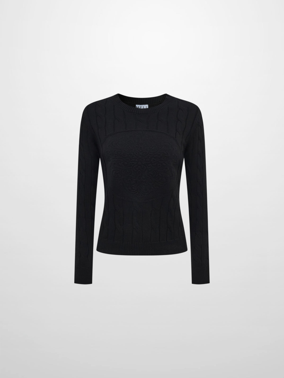 Embossed Cable Sweater - Black