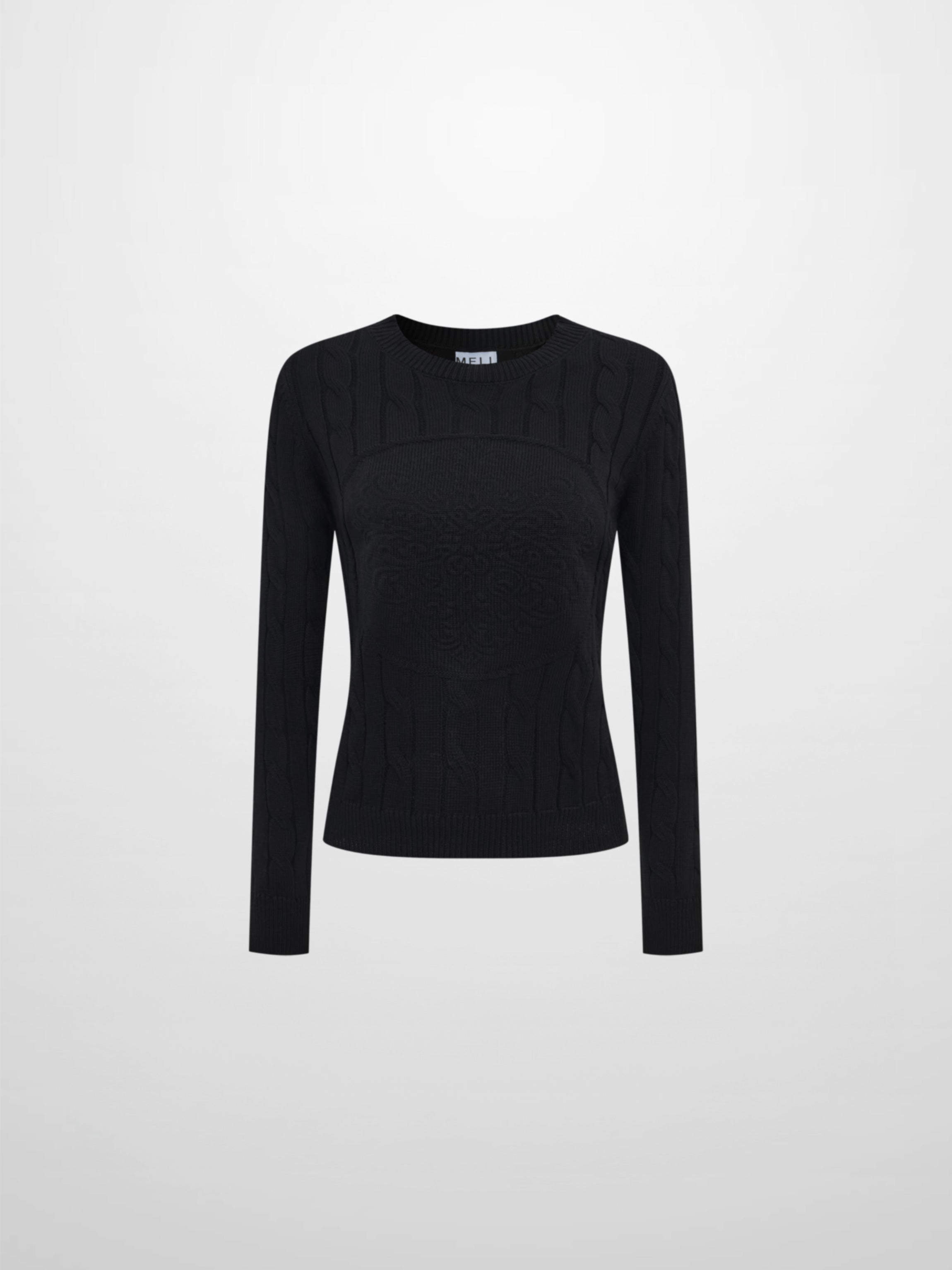 Embossed Cable Sweater - Black