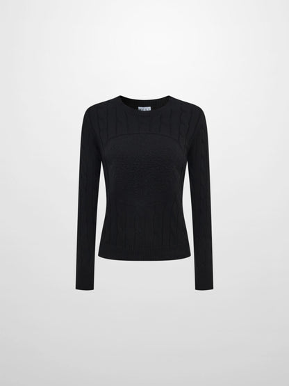 Embossed Cable Sweater - Black