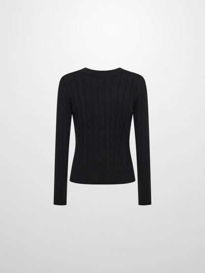 Embossed Cable Sweater - Black