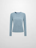 Embossed Cable Sweater - Heathered Blue