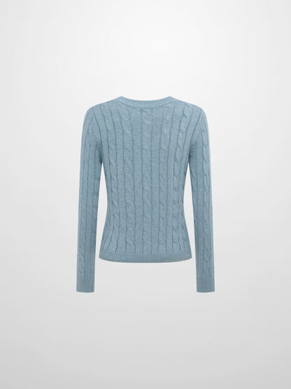 Embossed Cable Sweater - Heathered Blue