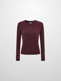 Embossed Cable Sweater - Burgundy