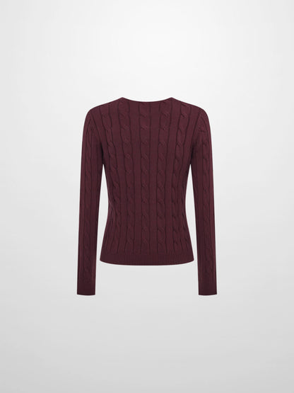 Embossed Cable Sweater - Burgundy
