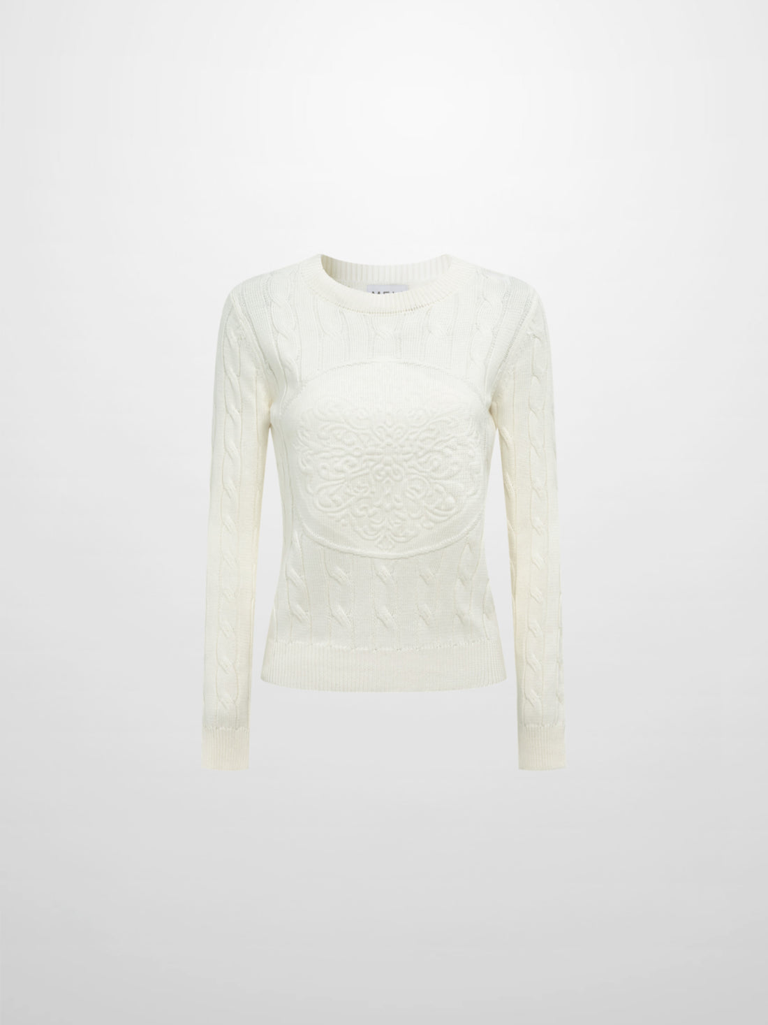Embossed Cable Sweater - Cream
