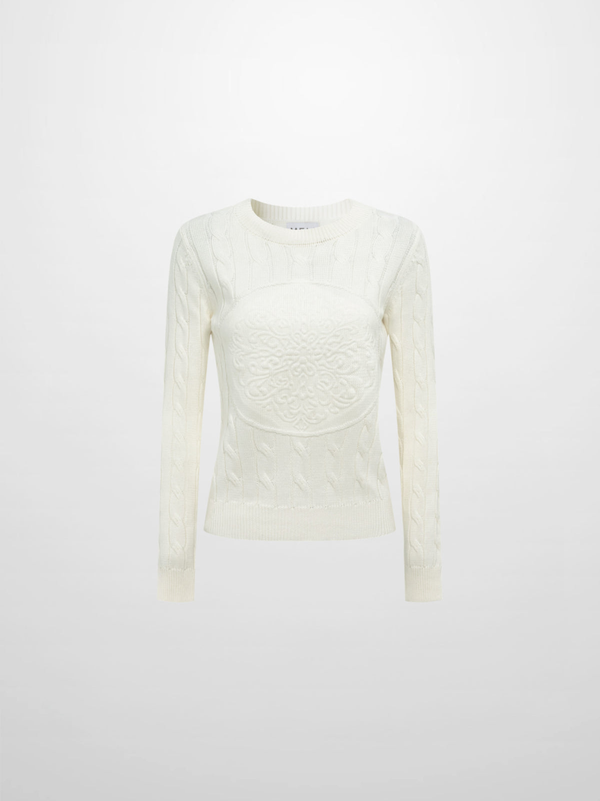 Embossed Cable Sweater - Cream
