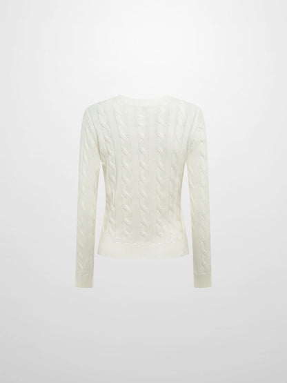 Embossed Cable Sweater - Cream