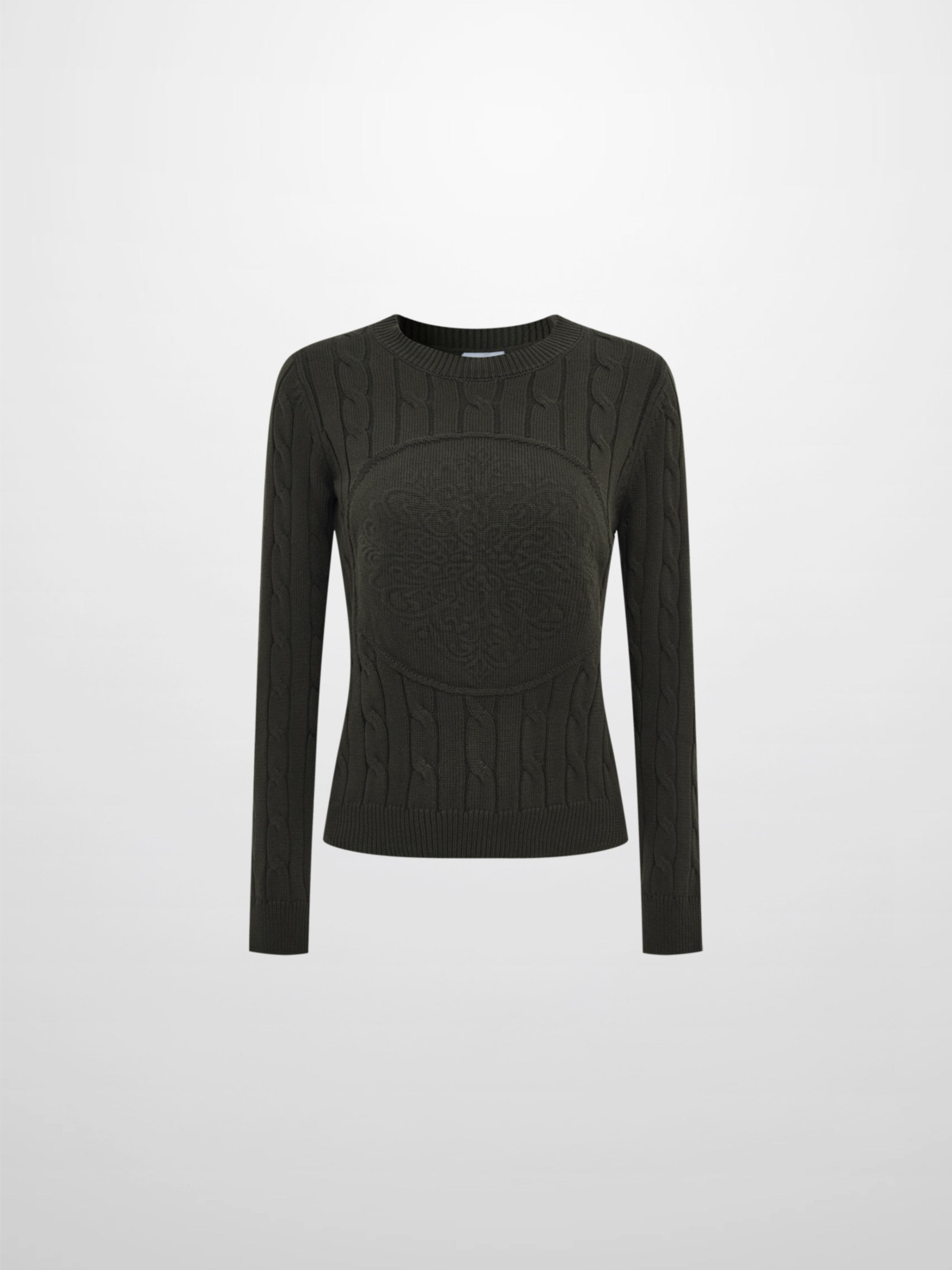 Embossed Cable Sweater - Green
