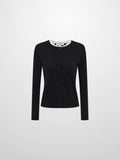 Eyelet Knit Trim Cardigan - Black