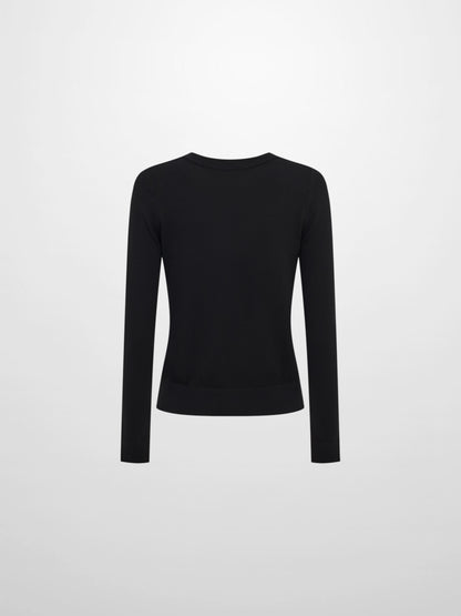 Eyelet Knit Trim Cardigan - Black