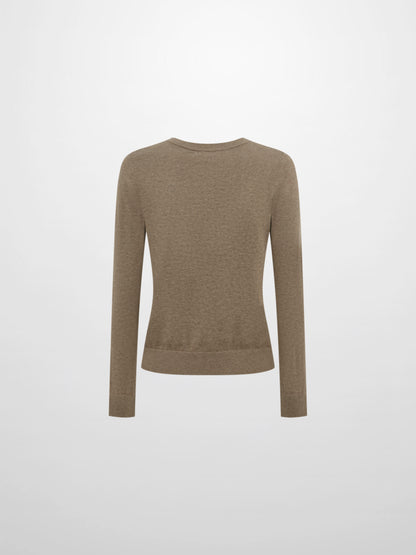 Eyelet Knit Trim Cardigan - Warm Taupe