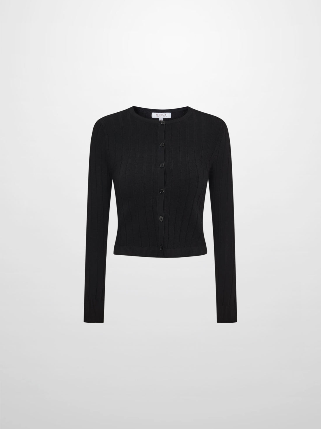 Silk Knit Ribbed Cardigan 17"- Black