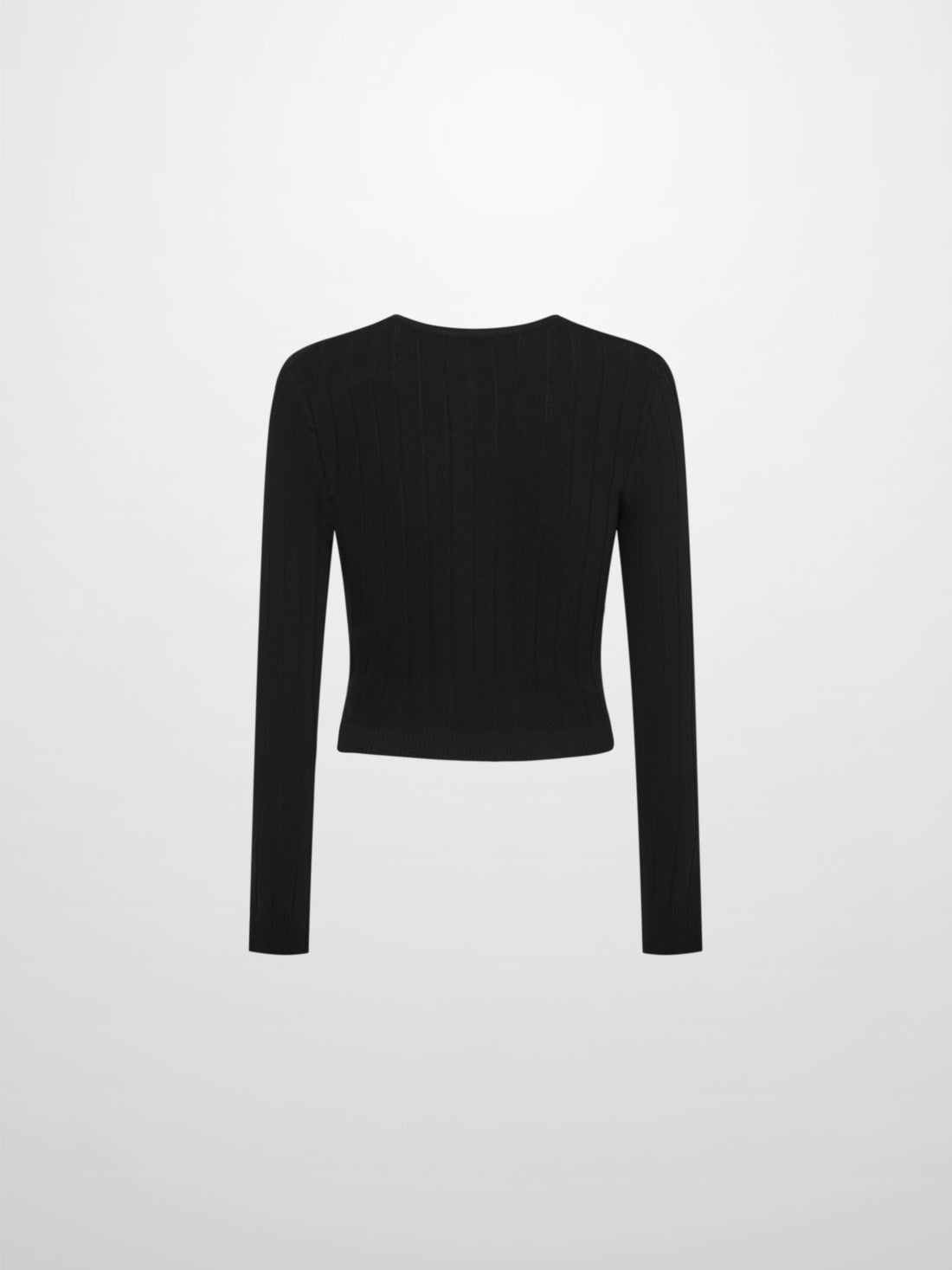 Silk Knit Ribbed Cardigan 17"- Black