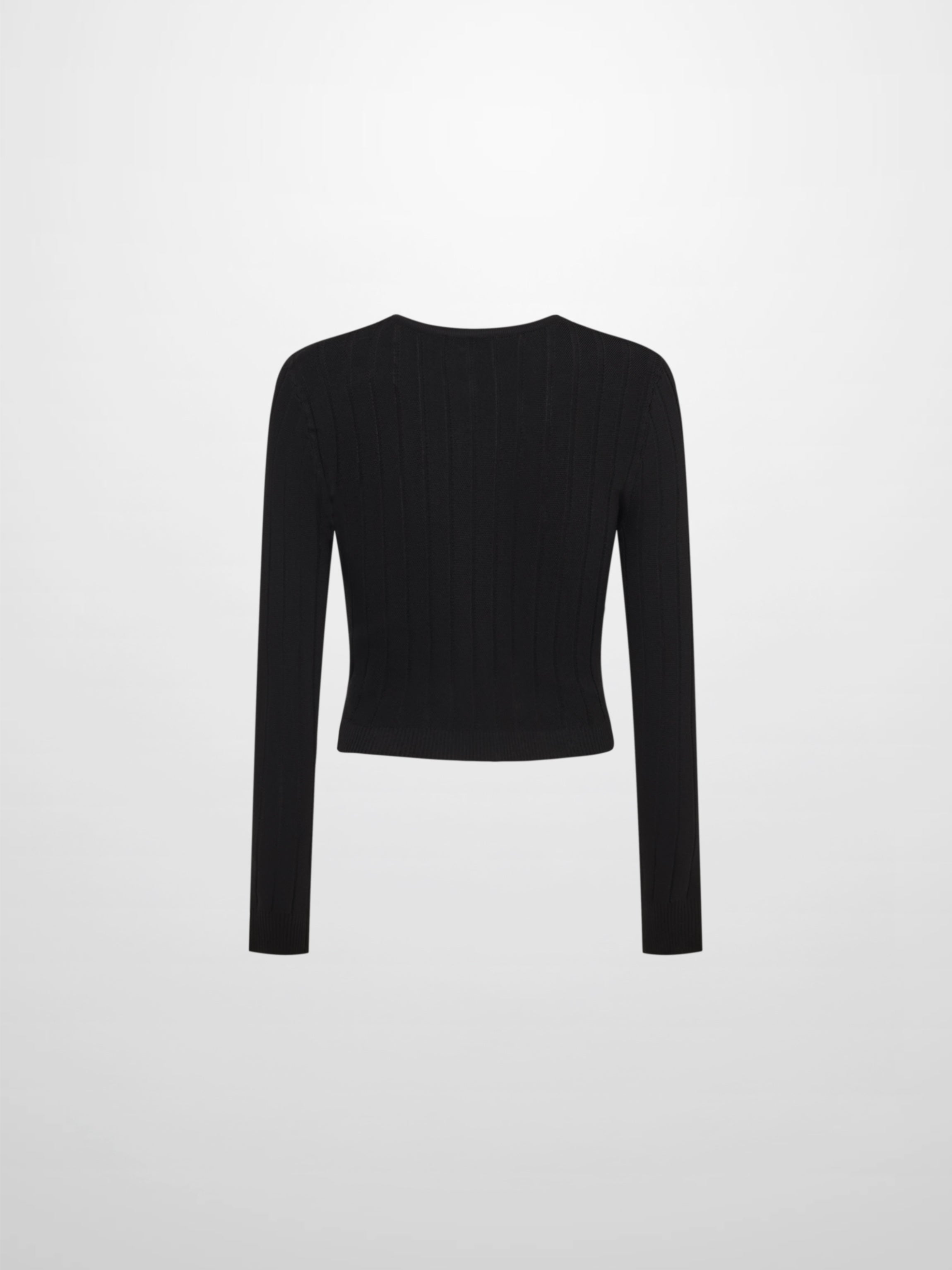 Silk Knit Ribbed Cardigan 17"- Black