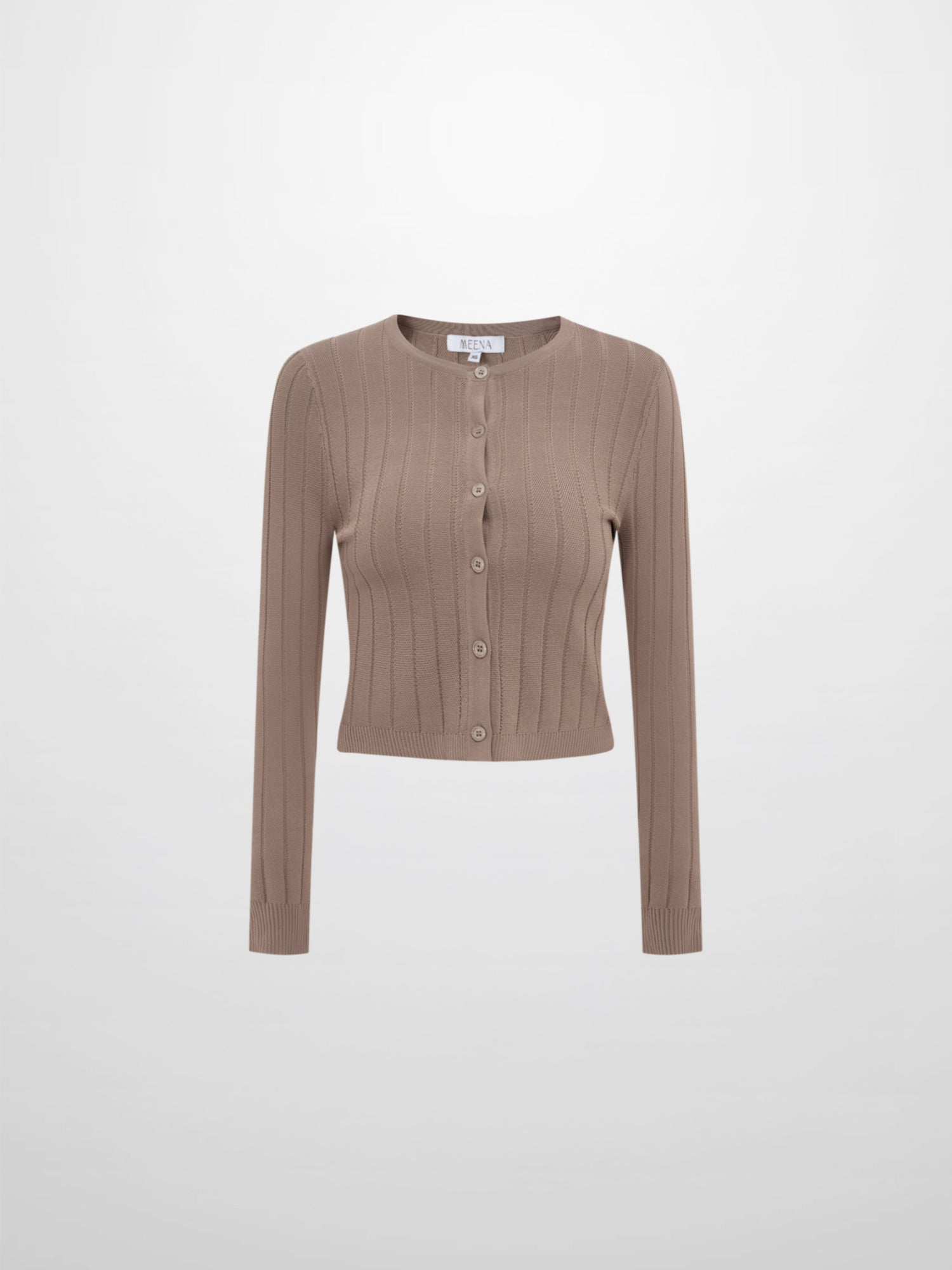 Silk Knit Ribbed Cardigan 17"- Warm Taupe