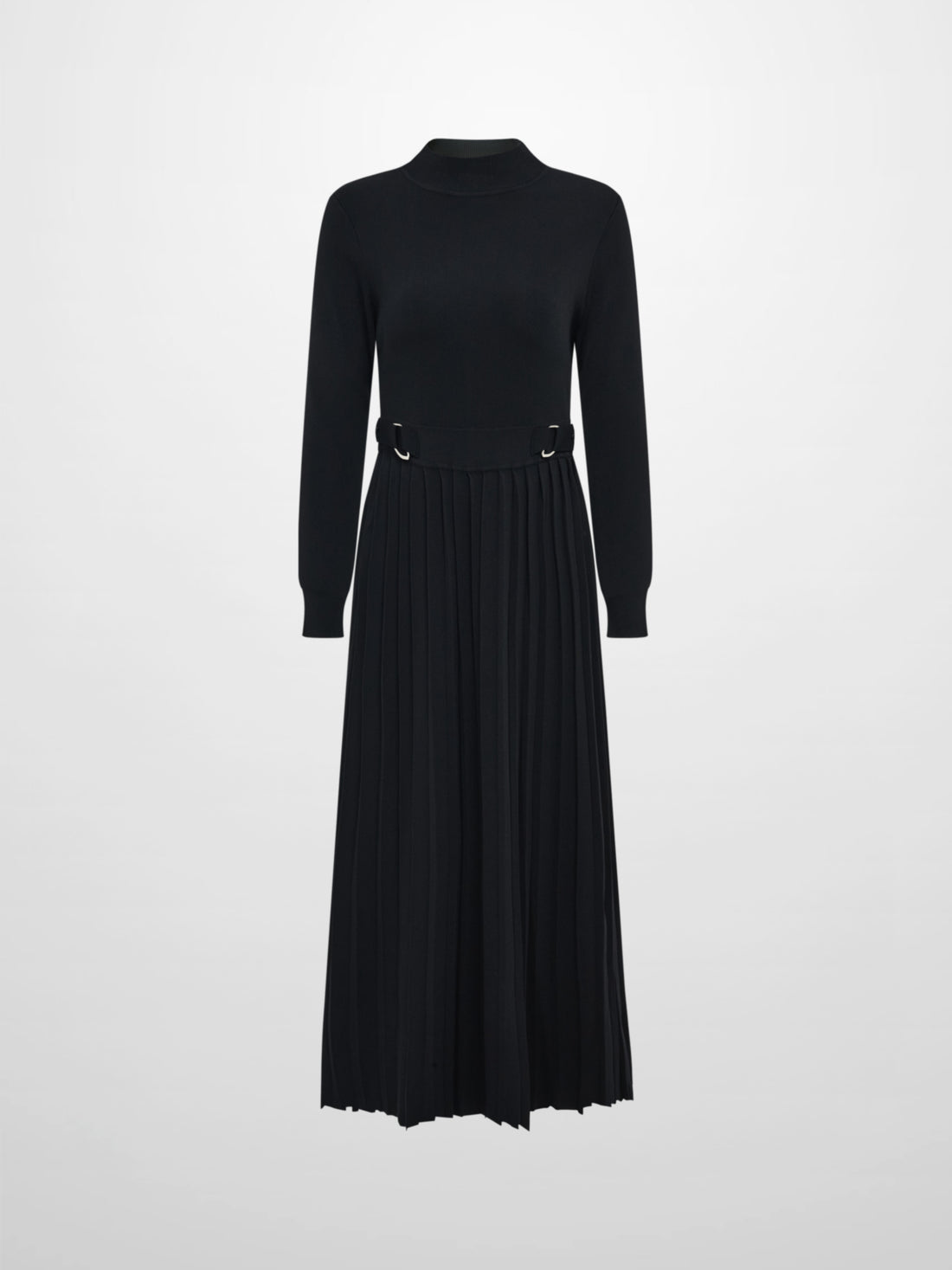 Side Buckle Knit Dress - Black