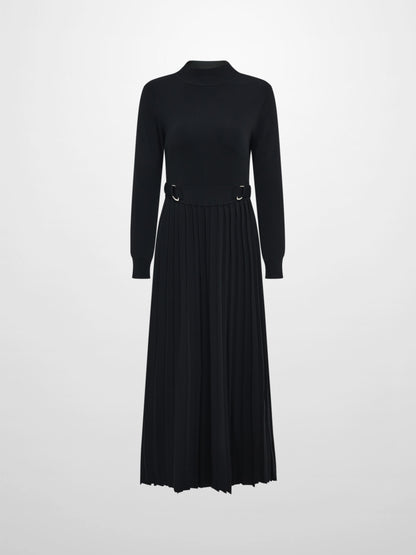 Side Buckle Knit Dress - Black