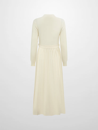 Side Buckle Knit Dress - Cream