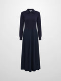 Knit Polo Top Pleat Dress - Solid Navy