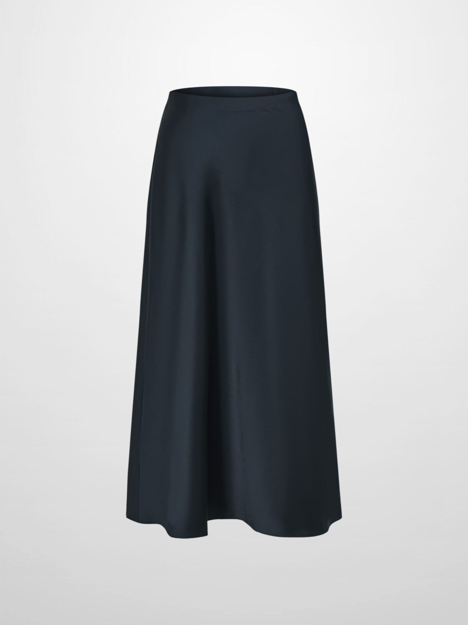 Solid Faux Satin Slip Skirt-Dark Blue/Navy