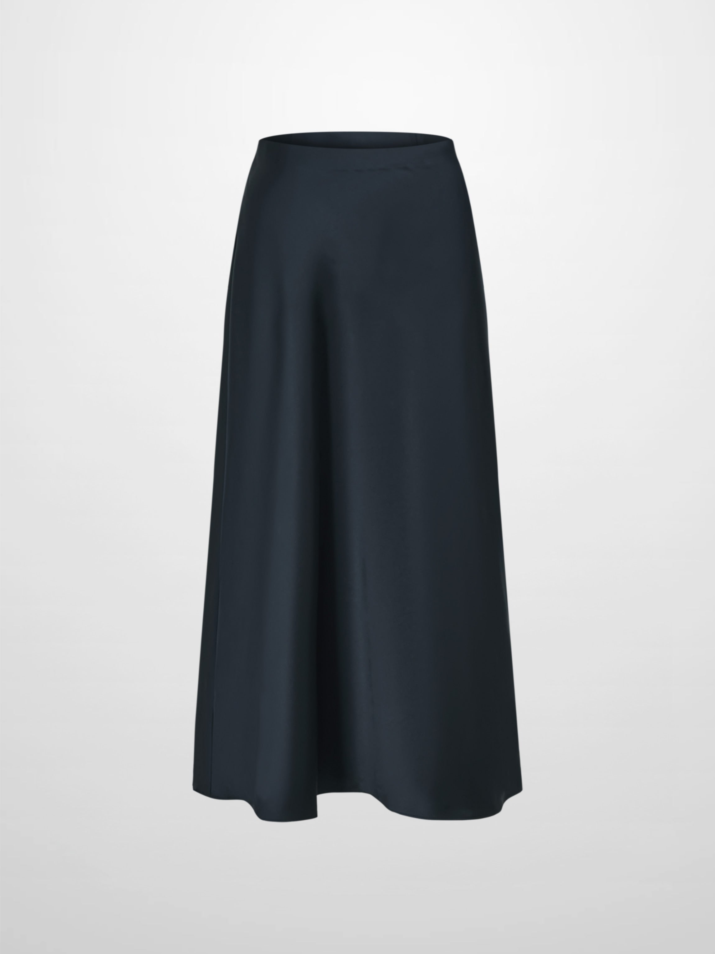 Solid Faux Satin Slip Skirt-Dark Blue/Navy