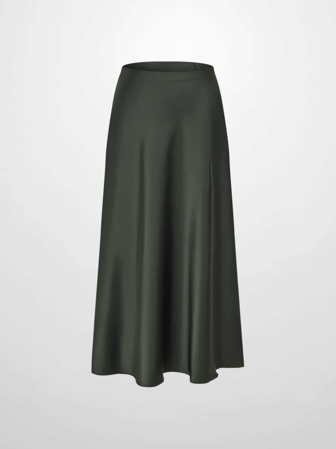 Solid Faux Satin Slip Skirt-Hunter Green
