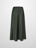 Solid Faux Satin Slip Skirt-Hunter Green