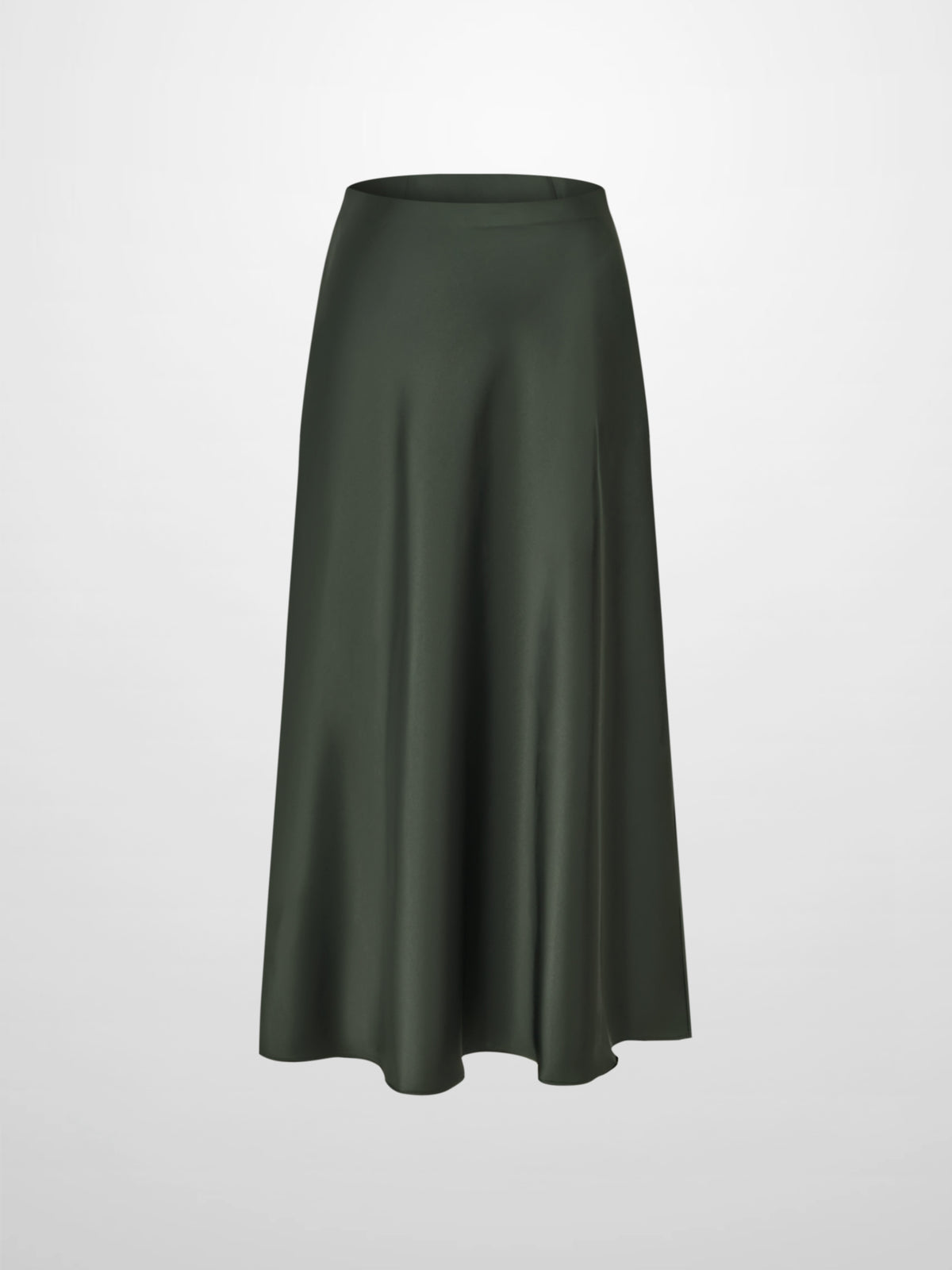 Solid Faux Satin Slip Skirt-Hunter Green