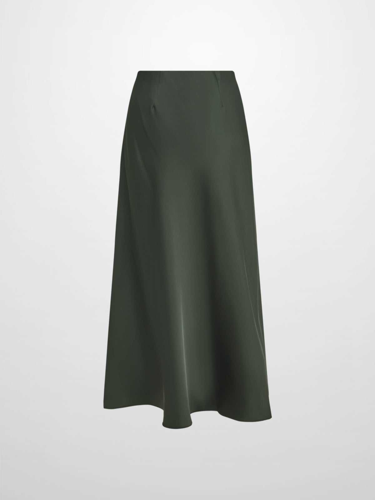 Solid Faux Satin Slip Skirt-Hunter Green