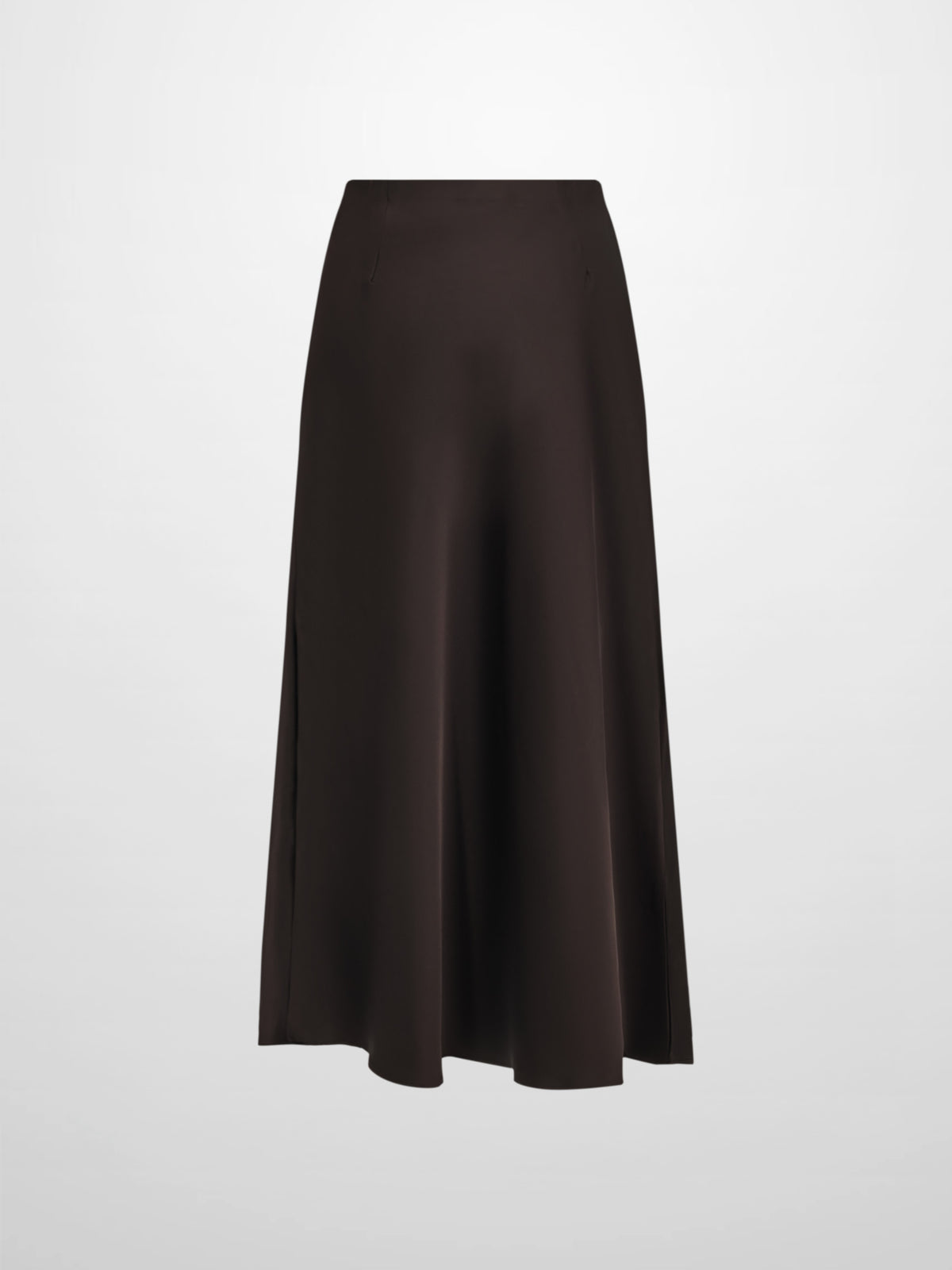 Solid Faux Satin Slip Skirt -  Rich Brown