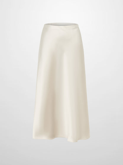 Solid Faux Satin Slip Skirt -  Cream